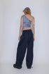 TIE-DYE ASYMMETRY WRAP TANK TOP -INDIGO-